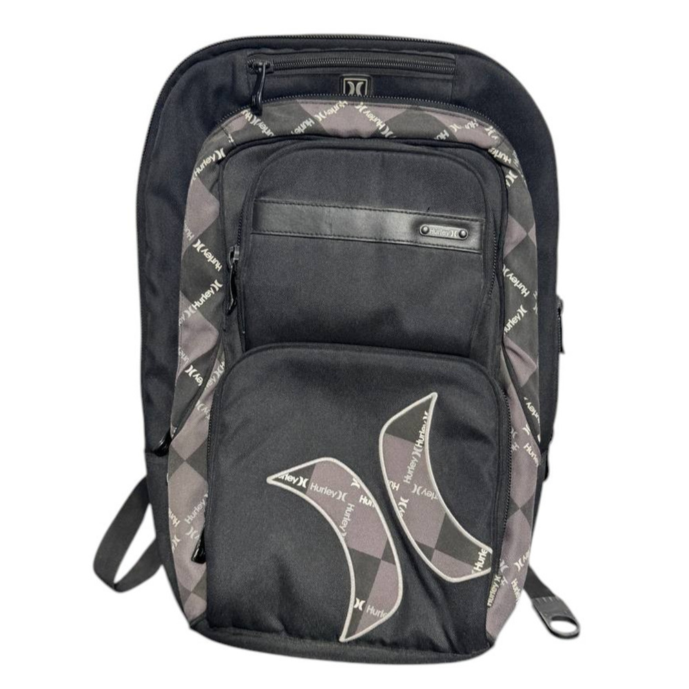 Hurley Backpack Black Multi Pocket Padded Laptop School Travel Bag